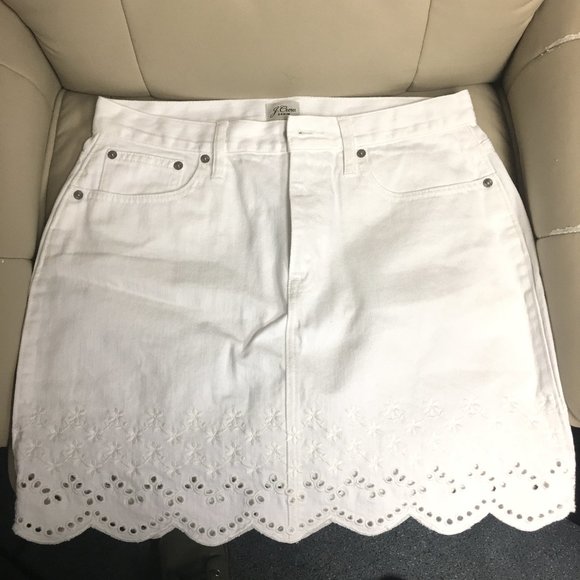 J. Crew White Denim Mini Skirt - Size 28 NWT - Picture 1 of 3